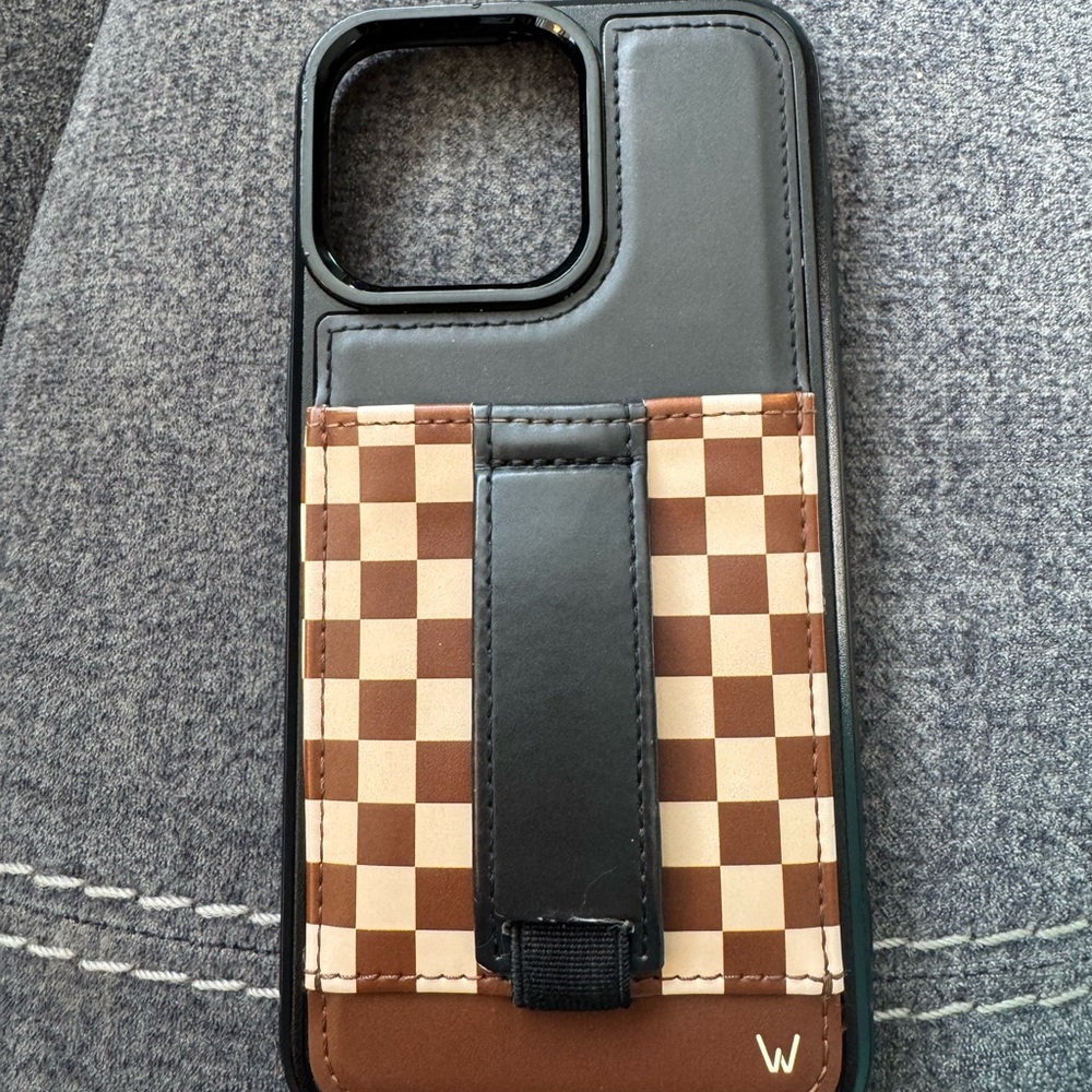 Wallis Black and Brown Checkered Phone Case iPhone 15 pro max